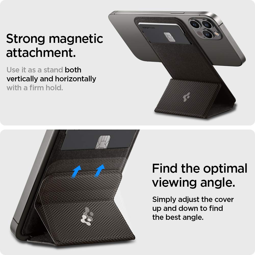 Spigen Smart Fold (MagFit) Magnetic Card Holder up to 2 Cards, Magsafe & Pixelsnap Wallet Compatible with iPhone 17/16/15/14/13/12 Models, Pixel 10 Pro/Pro XL/Fold - Gunmetal