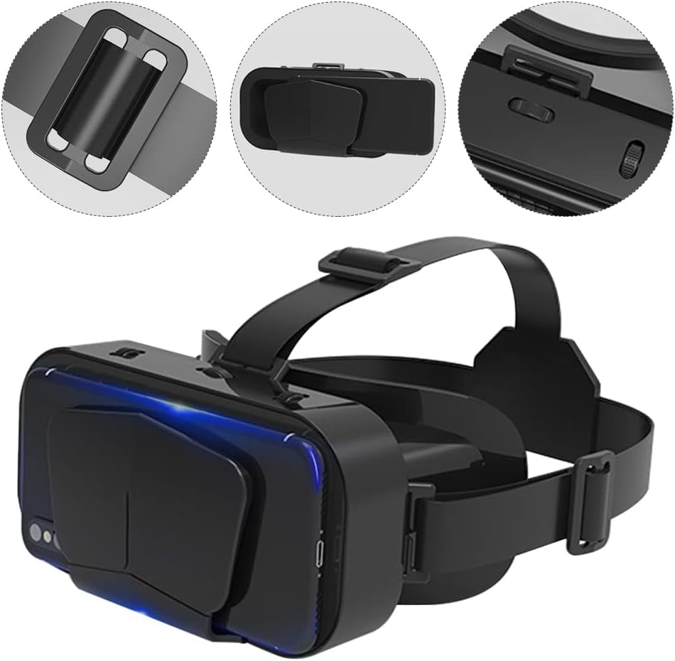 Drumstone (𝟏𝟓 𝐘𝐞𝐚𝐫𝐬 𝐖𝐚𝐫𝐫𝐚𝐧𝐭𝐲) Virtual Reality VR Headset with 3D Glasses & VR Controller – Immersive Gaming, Movies & TV Experience | Adjustable Lens, Universal Compatibility
