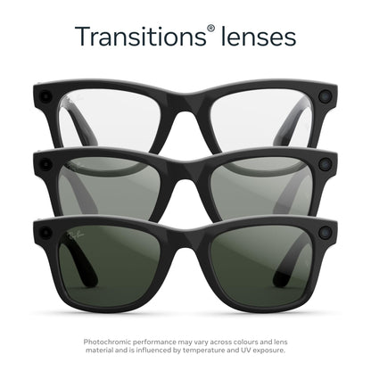 Ray-Ban Meta (Gen 2), Wayfarer, Matte Black | Smart AI Glasses for Men, Women — 2X Battery Life — 3K Ultra HD Resolution — 12 MP Ultra-Wide Camera, Audio, Video — Transitions® Grey Lenses