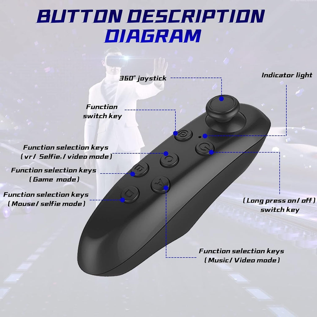 Drumstone (𝟏𝟓 𝐘𝐞𝐚𝐫𝐬 𝐖𝐚𝐫𝐫𝐚𝐧𝐭𝐲) Virtual Reality VR Headset with 3D Glasses & VR Controller – Immersive Gaming, Movies & TV Experience | Adjustable Lens, Universal Compatibility