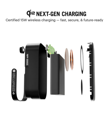 DailyObjects Loop Qi2-Certified 10000 mAh Fast Charging MagSafe-Compatible Wireless Aluminium Power Bank - Black Compatible with iPhone 16, 15,14,13,12 Series | Multi-Layer chipset for Protection