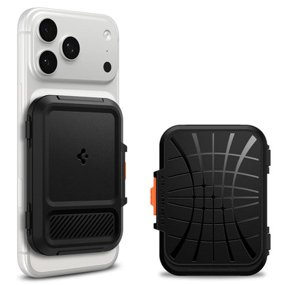 Spigen Lock Fit (Magfit) Magnetic Card Holder up to 6 Cards, Unisex Hardshell Magsafe & Pixelsnap Wallet Case Compatible with iPhone 17/16/15/14/13/12 Models, Pixel 10 Series - Black