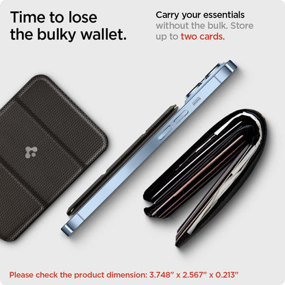 Spigen Smart Fold (MagFit) Magnetic Card Holder up to 2 Cards, Magsafe & Pixelsnap Wallet Compatible with iPhone 17/16/15/14/13/12 Models, Pixel 10 Pro/Pro XL/Fold - Gunmetal