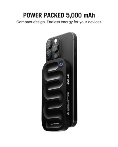 DailyObjects Loop Qi2-Certified 10000 mAh Fast Charging MagSafe-Compatible Wireless Aluminium Power Bank - Black Compatible with iPhone 16, 15,14,13,12 Series | Multi-Layer chipset for Protection