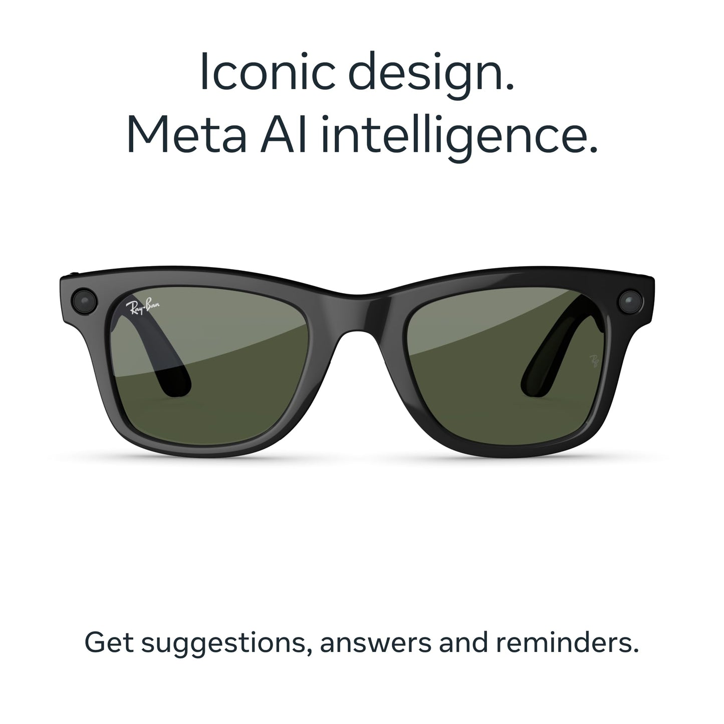 Ray-Ban Meta (Gen 1), Wayfarer, Matte Black | Smart AI Glasses for Men, Women. 12 MP Ultra-Wide Camera, Open-Ear Speakers for Audio, Video Recording and Bluetooth. Grey Lenses. Wearable Tech.
