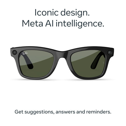 Ray-Ban Meta (Gen 1), Wayfarer, Matte Black | Smart AI Glasses for Men, Women. 12 MP Ultra-Wide Camera, Open-Ear Speakers for Audio, Video Recording and Bluetooth. Grey Lenses. Wearable Tech.