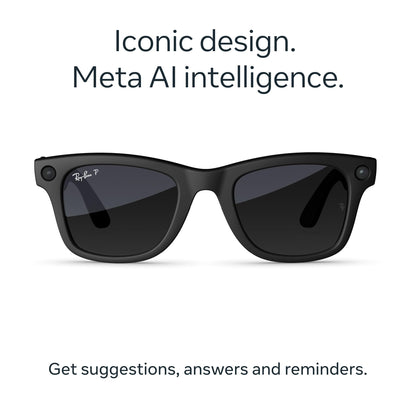 Ray-Ban Meta (Gen 2), Wayfarer, Matte Black | Smart AI Glasses for Men, Women — 2X Battery Life — 3K Ultra HD Resolution — 12 MP Ultra-Wide Camera, Audio, Video — Transitions® Grey Lenses