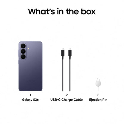 Samsung Galaxy S26 5G (Cobalt Violet, 12GB RAM, 256GB Storage), AI Phone, Photo Assist, Creative Studio, 50MP Camera with ProVisual Engine, Powerful Customized Processor and 4300mAh Battery