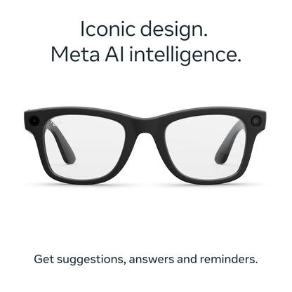 Ray-Ban Meta (Gen 1), Wayfarer, Matte Black | Smart AI Glasses for Men, Women. 12 MP Ultra-Wide Camera, Open-Ear Speakers for Audio, Video Recording and Bluetooth. Grey Lenses. Wearable Tech.