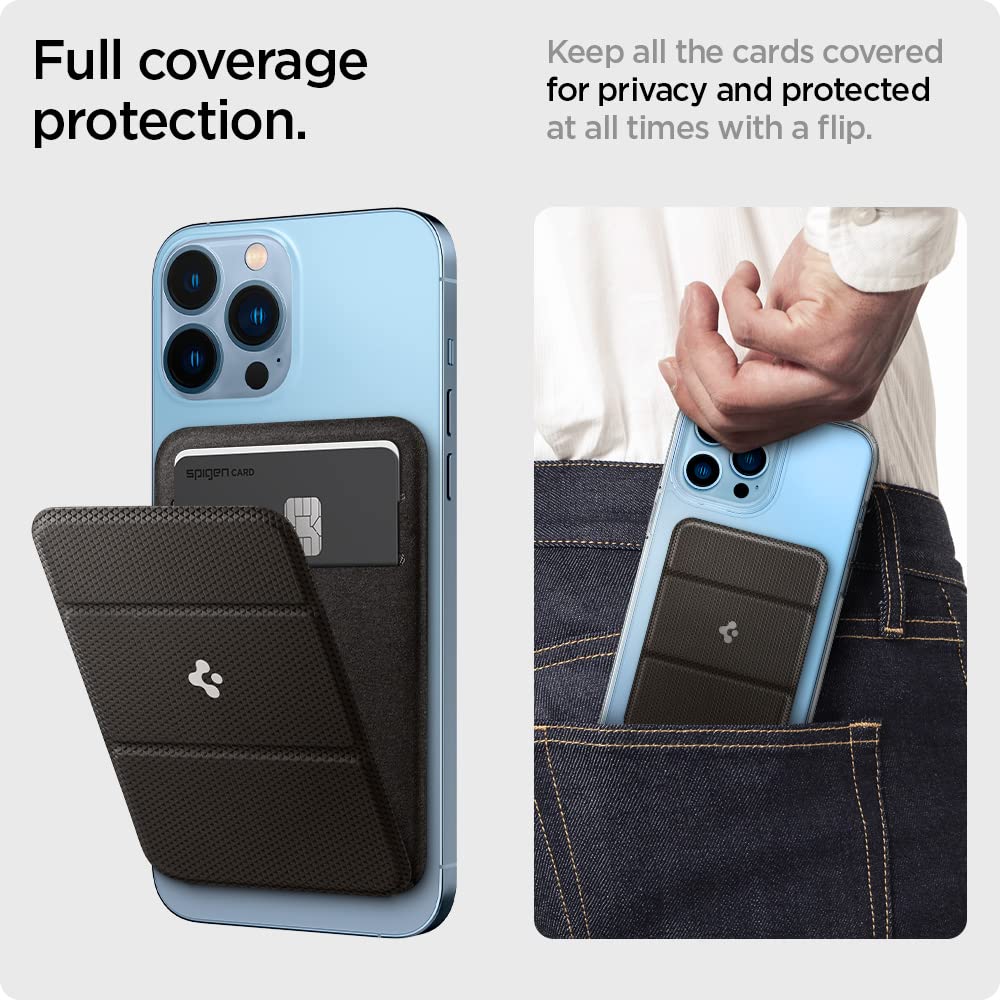 Spigen Smart Fold (MagFit) Magnetic Card Holder up to 2 Cards, Magsafe & Pixelsnap Wallet Compatible with iPhone 17/16/15/14/13/12 Models, Pixel 10 Pro/Pro XL/Fold - Gunmetal
