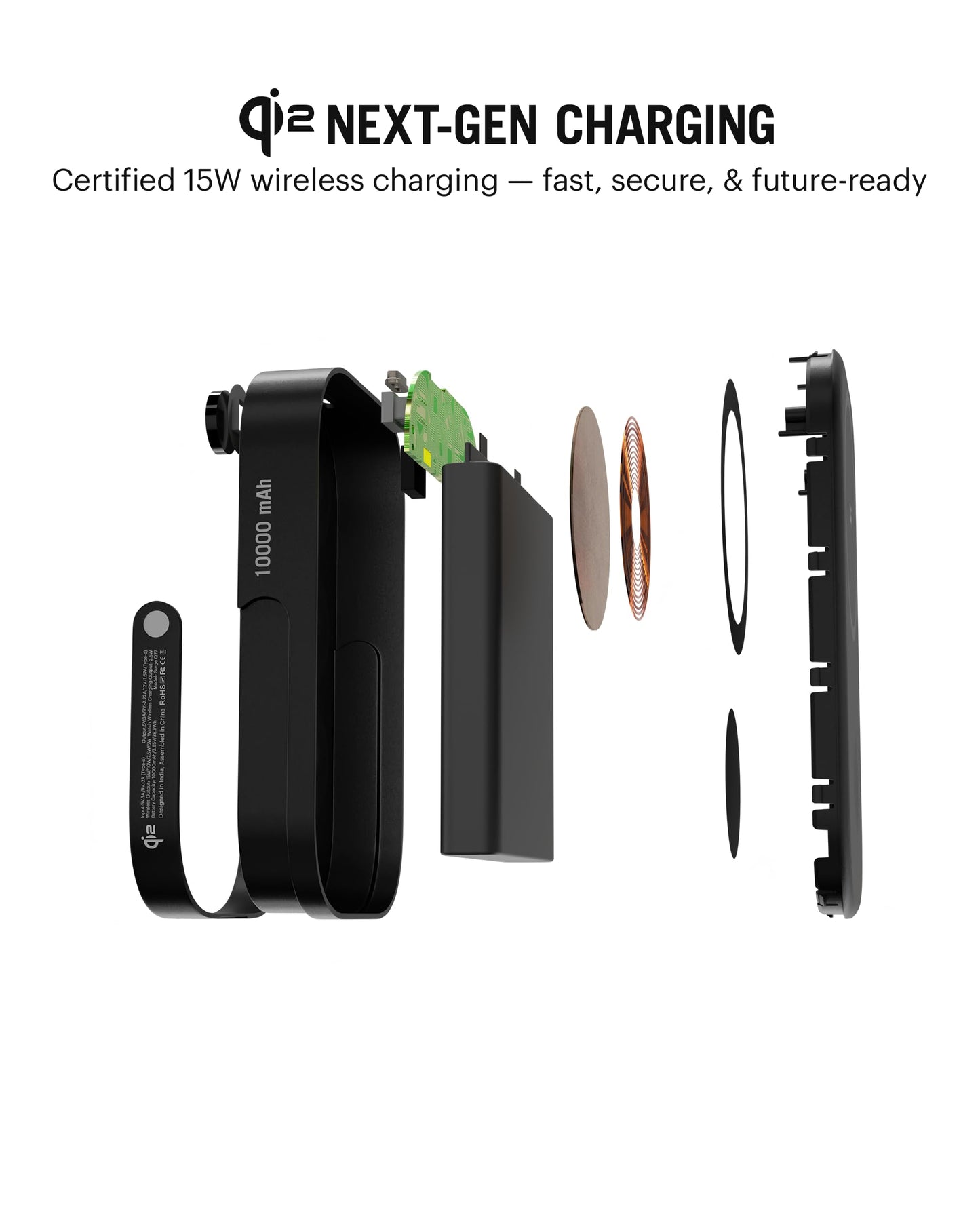 DailyObjects Loop Qi2-Certified 10000 mAh Fast Charging MagSafe-Compatible Wireless Aluminium Power Bank - Black Compatible with iPhone 16, 15,14,13,12 Series | Multi-Layer chipset for Protection