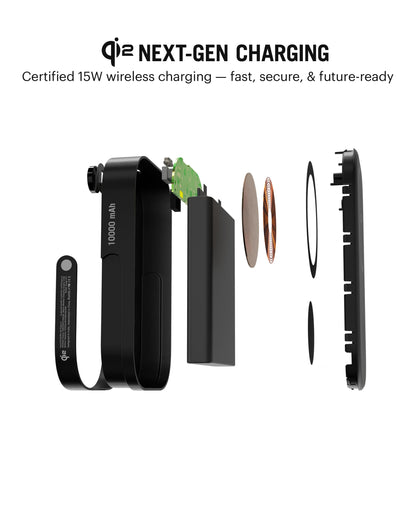 DailyObjects Loop Qi2-Certified 10000 mAh Fast Charging MagSafe-Compatible Wireless Aluminium Power Bank - Black Compatible with iPhone 16, 15,14,13,12 Series | Multi-Layer chipset for Protection