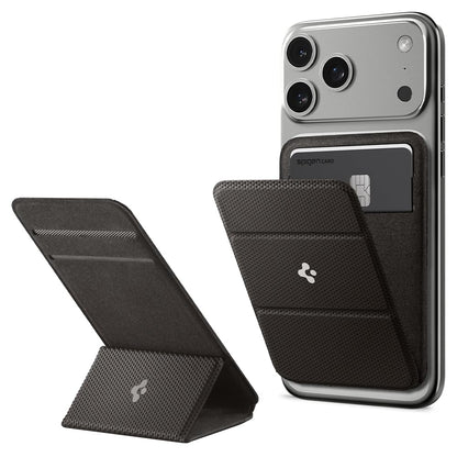 Spigen Smart Fold (MagFit) Magnetic Card Holder up to 2 Cards, Magsafe & Pixelsnap Wallet Compatible with iPhone 17/16/15/14/13/12 Models, Pixel 10 Pro/Pro XL/Fold - Gunmetal