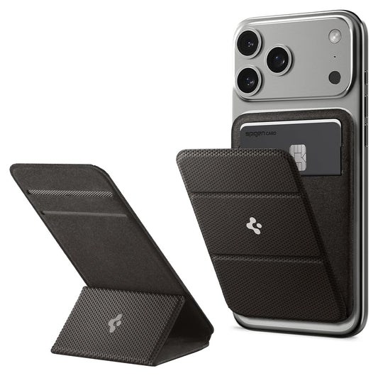 Spigen Smart Fold (MagFit) Magnetic Card Holder up to 2 Cards, Magsafe & Pixelsnap Wallet Compatible with iPhone 17/16/15/14/13/12 Models, Pixel 10 Pro/Pro XL/Fold - Gunmetal