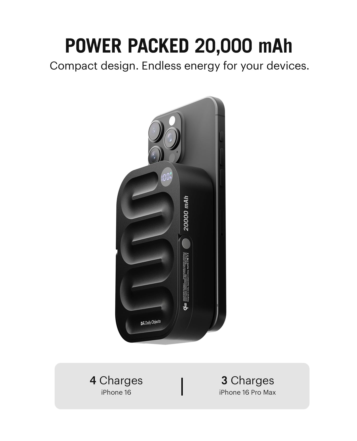 DailyObjects Loop Qi2-Certified 10000 mAh Fast Charging MagSafe-Compatible Wireless Aluminium Power Bank - Black Compatible with iPhone 16, 15,14,13,12 Series | Multi-Layer chipset for Protection