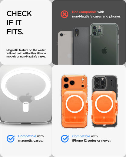 Spigen Lock Fit (Magfit) Magnetic Card Holder up to 6 Cards, Unisex Hardshell Magsafe & Pixelsnap Wallet Case Compatible with iPhone 17/16/15/14/13/12 Models, Pixel 10 Series - Black