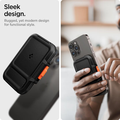 Spigen Lock Fit (Magfit) Magnetic Card Holder up to 6 Cards, Unisex Hardshell Magsafe & Pixelsnap Wallet Case Compatible with iPhone 17/16/15/14/13/12 Models, Pixel 10 Series - Black