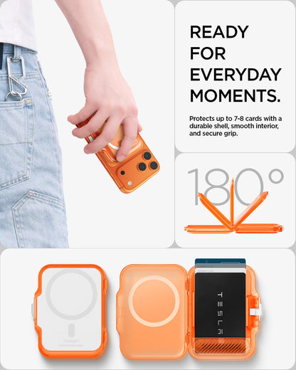 Spigen Lock Fit (Magfit) Magnetic Card Holder up to 6 Cards, Unisex Hardshell Magsafe & Pixelsnap Wallet Case Compatible with iPhone 17/16/15/14/13/12 Models, Pixel 10 Series - Black