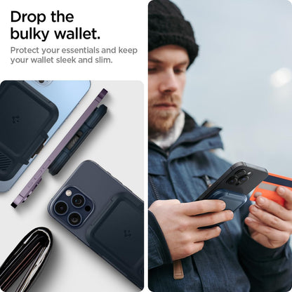 Spigen Lock Fit (Magfit) Magnetic Card Holder up to 6 Cards, Unisex Hardshell Magsafe & Pixelsnap Wallet Case Compatible with iPhone 17/16/15/14/13/12 Models, Pixel 10 Series - Black