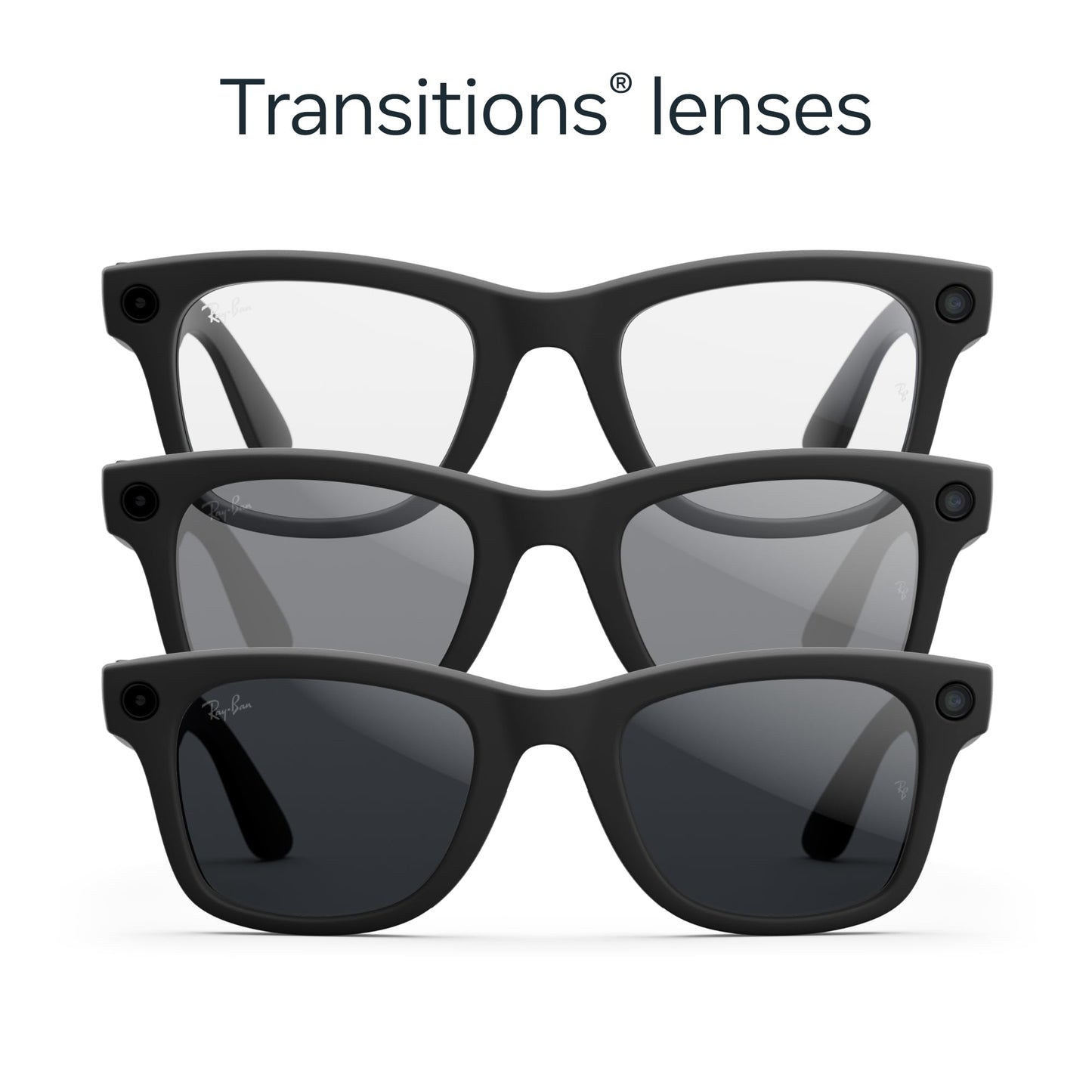 Ray-Ban Meta (Gen 2), Wayfarer, Matte Black | Smart AI Glasses for Men, Women — 2X Battery Life — 3K Ultra HD Resolution — 12 MP Ultra-Wide Camera, Audio, Video — Transitions® Grey Lenses