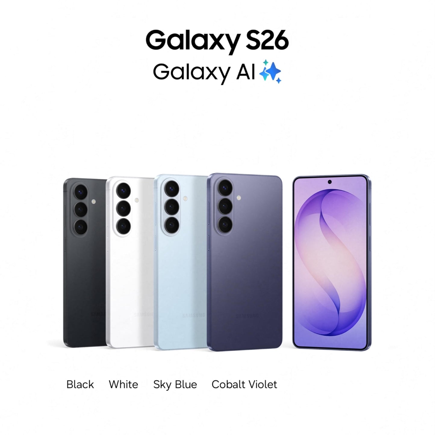 Samsung Galaxy S26 5G (Cobalt Violet, 12GB RAM, 256GB Storage), AI Phone, Photo Assist, Creative Studio, 50MP Camera with ProVisual Engine, Powerful Customized Processor and 4300mAh Battery
