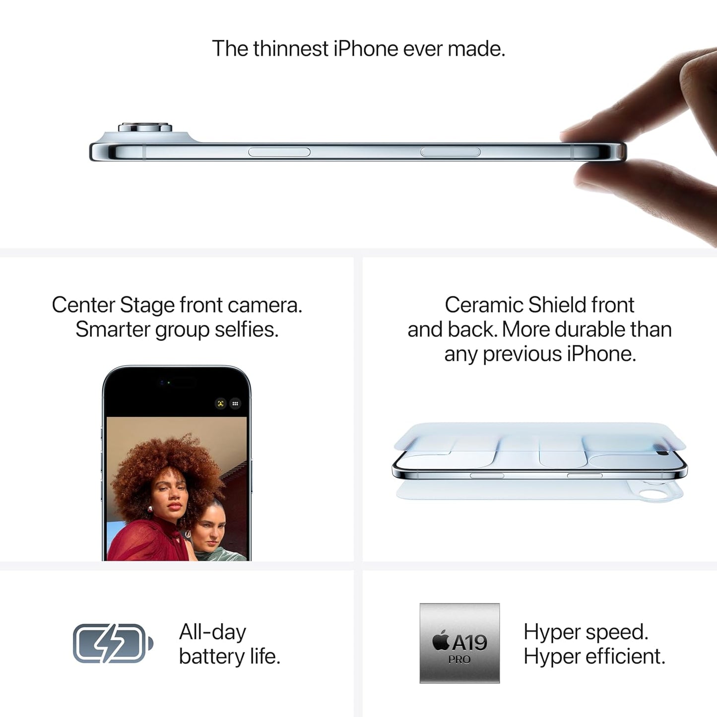 Apple iPhone Air 512 GB: Thinnest iPhone Ever, 16.63 cm (6.5″) Display with Promotion up to 120Hz, Powerful A19 Pro Chip, Center Stage Front Camera, All-Day Battery Life; Cloud White