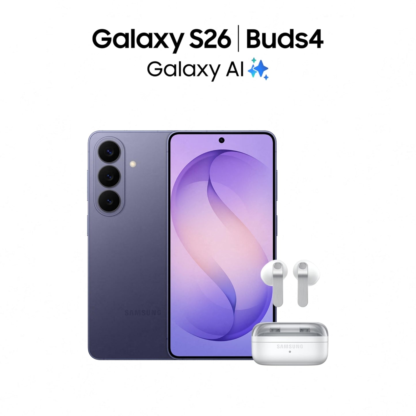 Samsung Galaxy S26 5G (Cobalt Violet, 12GB RAM, 256GB Storage), AI Phone, Photo Assist, Creative Studio, 50MP Camera with ProVisual Engine, Powerful Customized Processor and 4300mAh Battery
