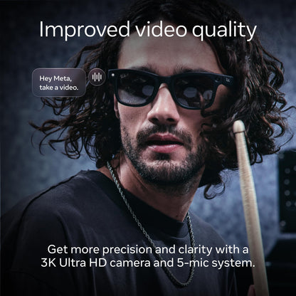 Ray-Ban Meta (Gen 2), Wayfarer, Matte Black | Smart AI Glasses for Men, Women — 2X Battery Life — 3K Ultra HD Resolution — 12 MP Ultra-Wide Camera, Audio, Video — Transitions® Grey Lenses