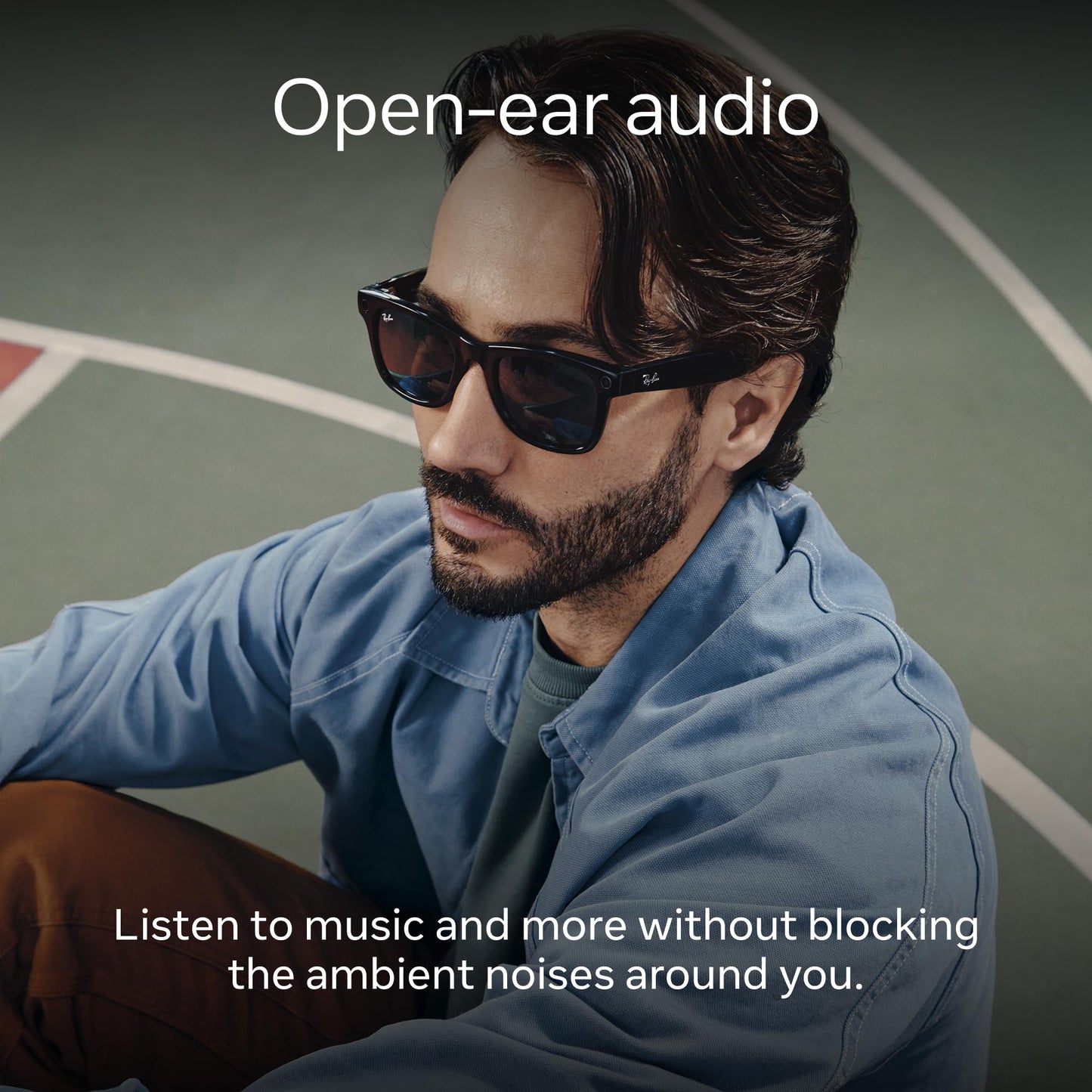 Ray-Ban Meta (Gen 1), Skyler, Shiny Black | Smart AI Glasses for Men, Women. 12 MP Camera, Open-Ear Speakers for Audio, Video Recording & Bluetooth. Transitions® Cerulean Blue Lenses.